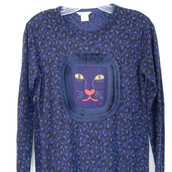 Little Mark Jacobs Girls Navy Blue Leopard Printed Sweater Dress Sz 12 - Picture 4 of 16